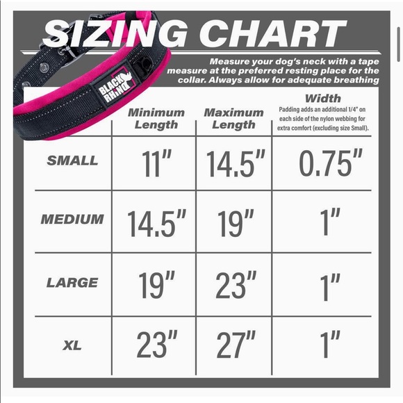 NWOT Black Rhino dog collar. Size Medium. Black and Pink color. - Picture 3 of 9